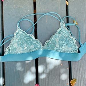 UO Out From Under Blue Lace Bralette